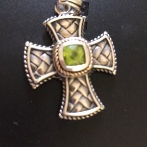 Peridot sterling silver and 14 k gold